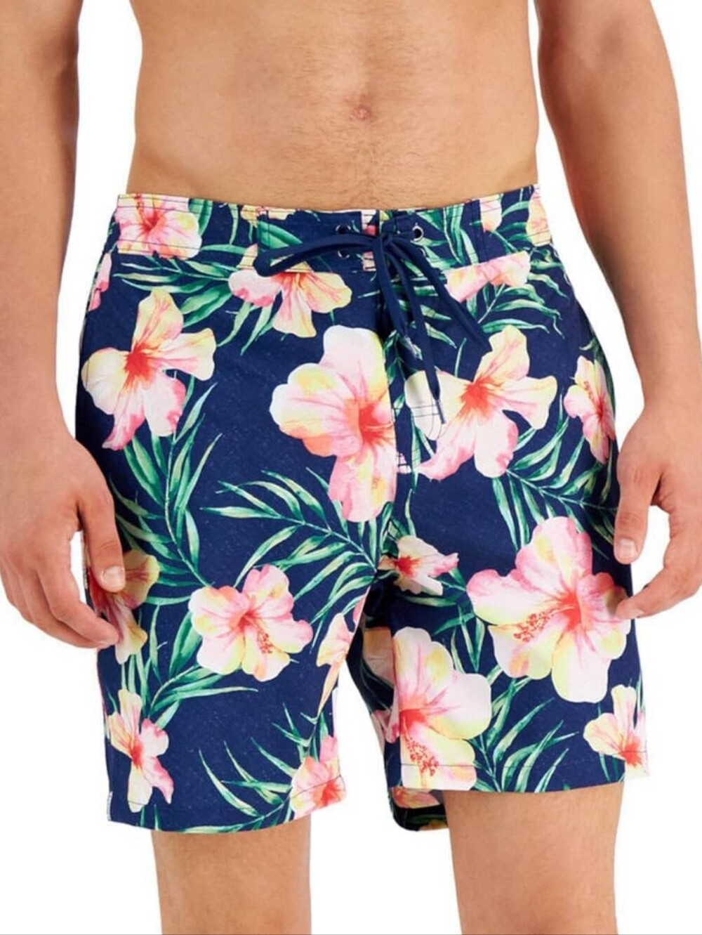 Calvin Klein Navy Tropical Floral  Swim Trunks Board Shorts Size Medium